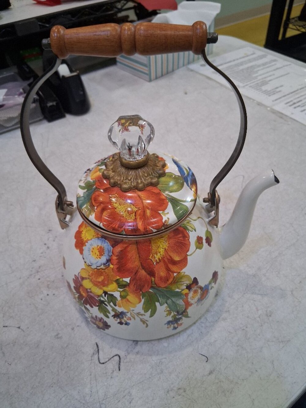 MacKenzie-Childs Vintage Floral Teapot 9"